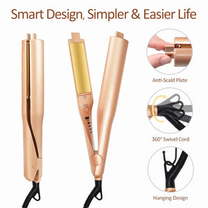 2 in 1 Pro Ceramic Corn Roller Magic Hair Curler hair wand Hair Straightener Style Straightening Flat Iron Hair Styling Tool