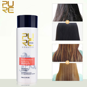 PURC 1Set Brazilian Keratin Treatment and Purifying Shampoo Straightening Hair Repair Damage Hair Care Product Free Shipping