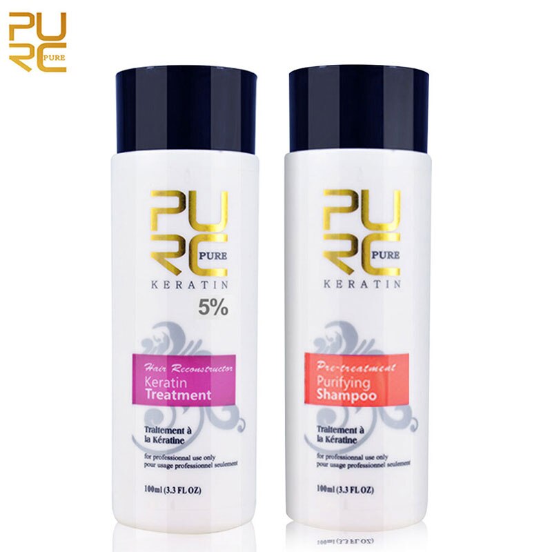 PURC 1Set Brazilian Keratin Treatment and Purifying Shampoo Straightening Hair Repair Damage Hair Care Product Free Shipping